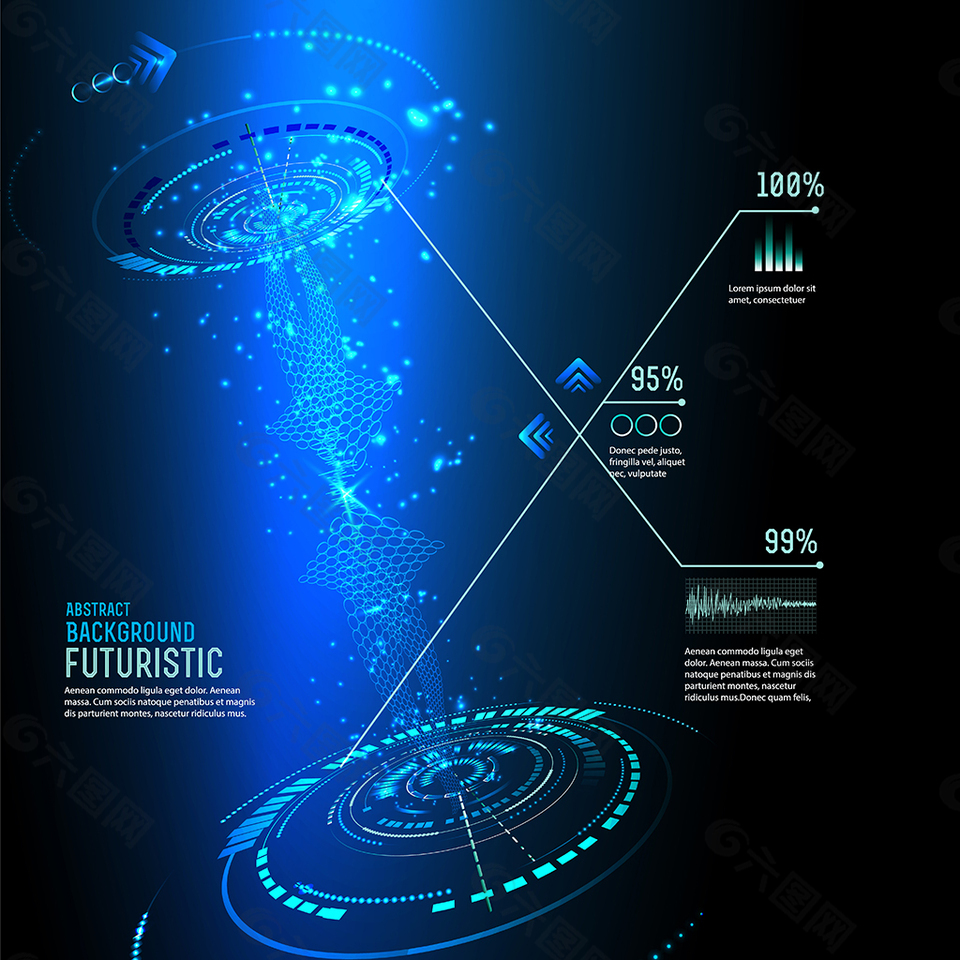 矢量藍色炫光科技背景素材
