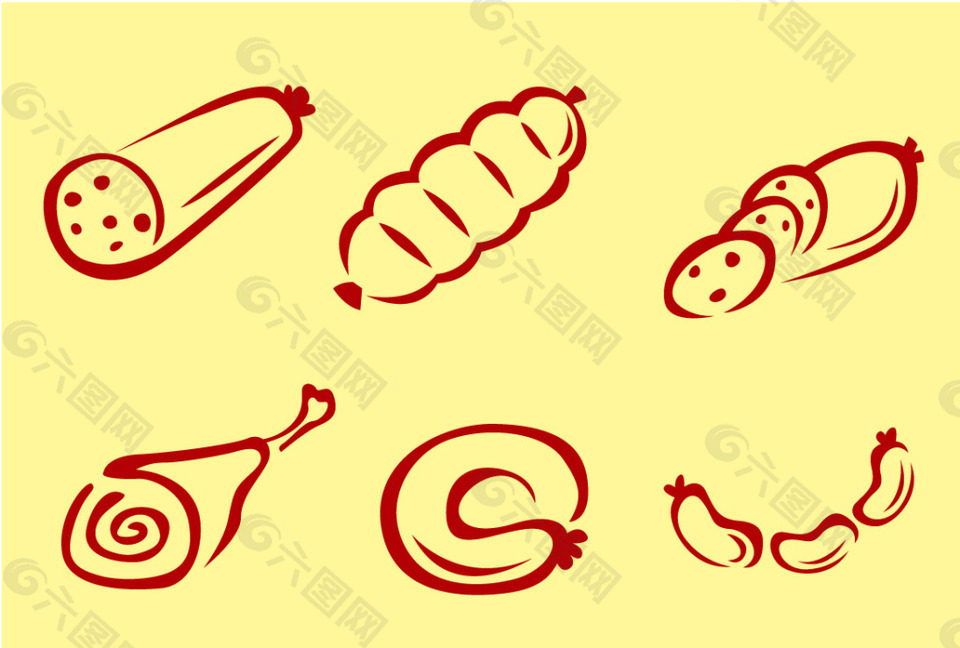 BBQ烧烤手绘食物