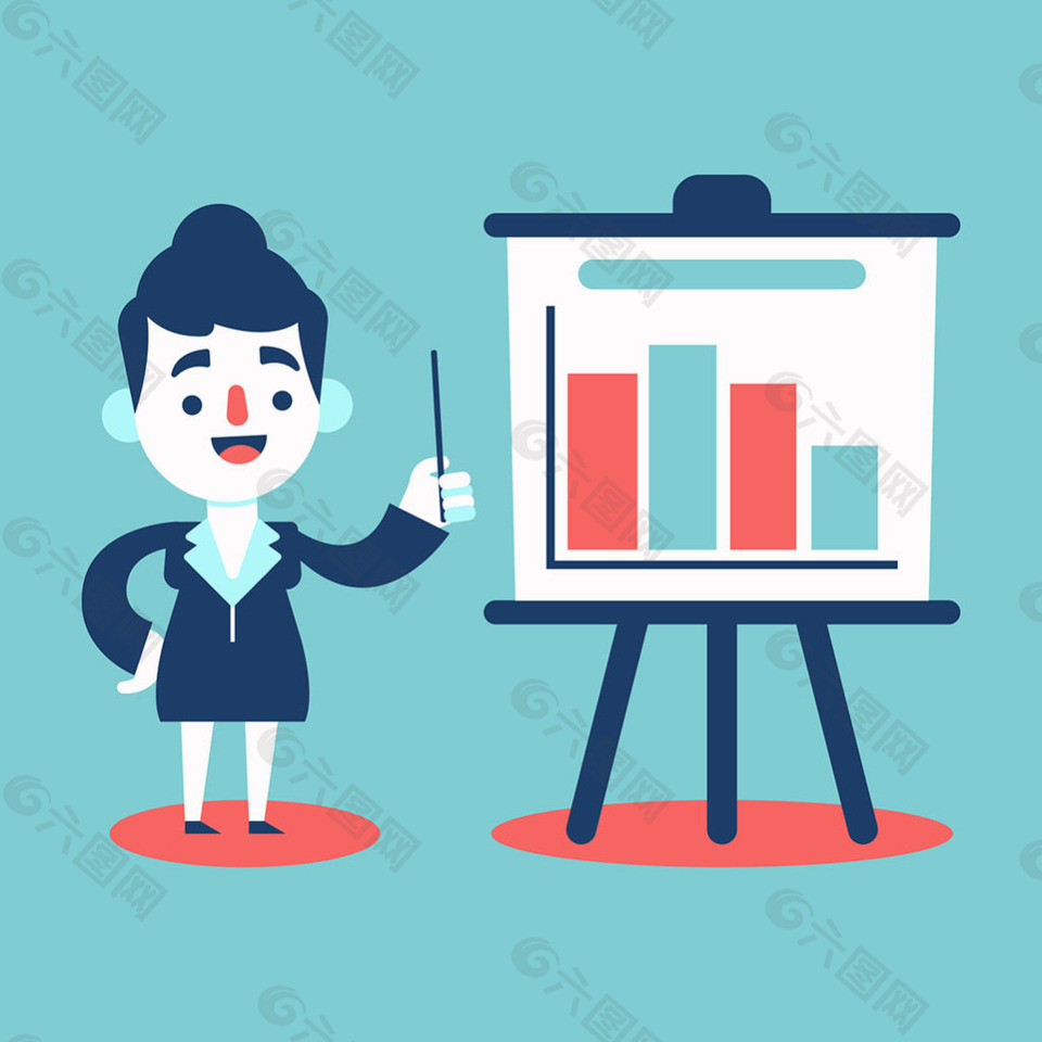女商人讲解商业统计图