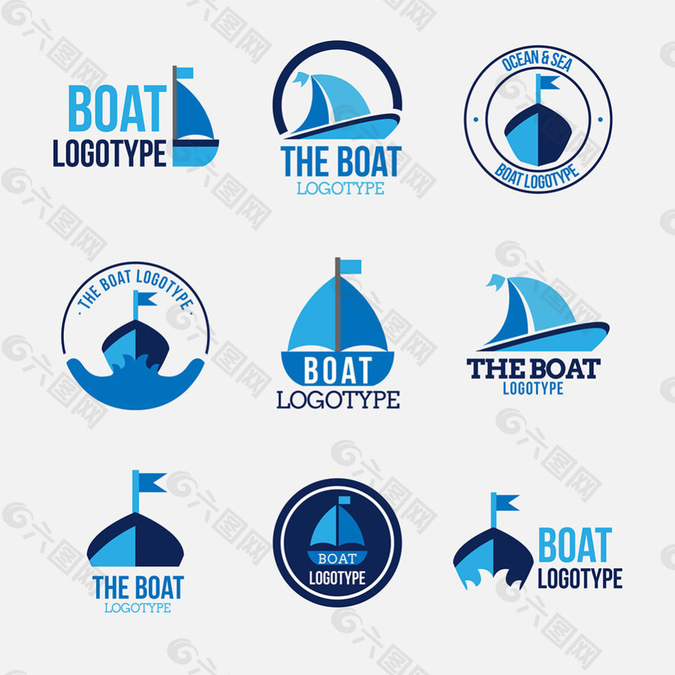 船的标志logo平面设计素材