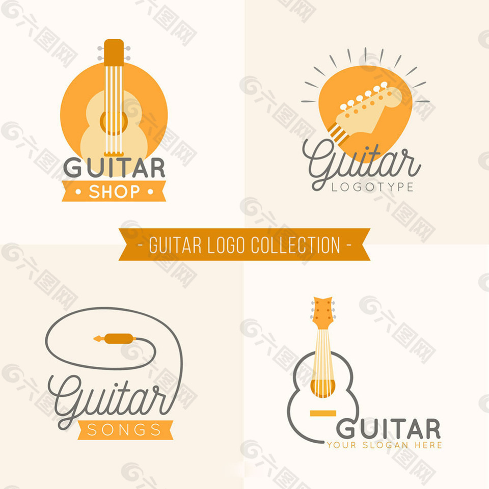 四个吉他标志图标