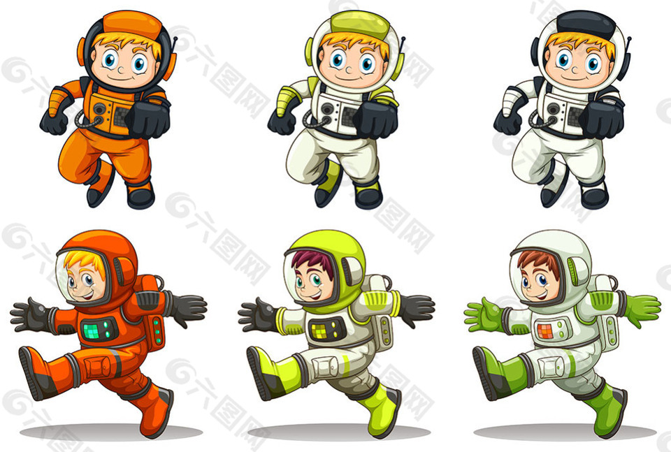年轻的宇航员白色背景插图