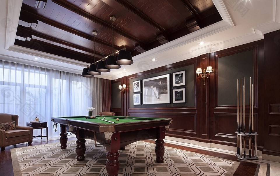 休闲台球室室内设计家装效果图