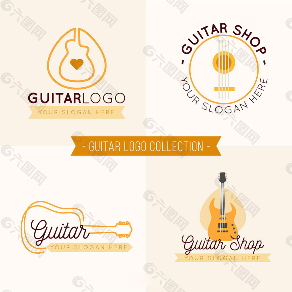 创意吉他标志logo设计模板