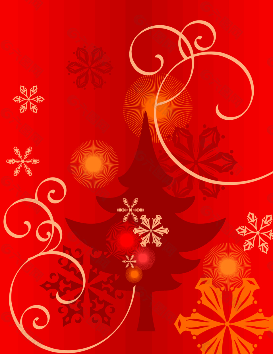 树木雪花剪影背景