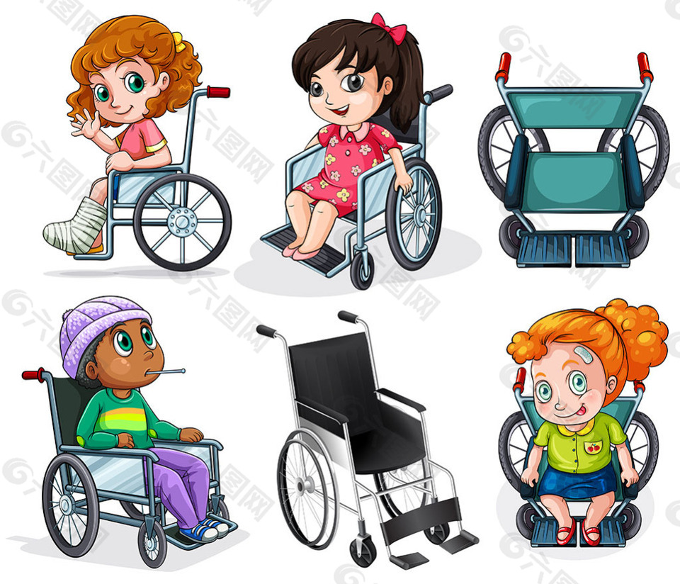 残疾人轮椅插图白色背景