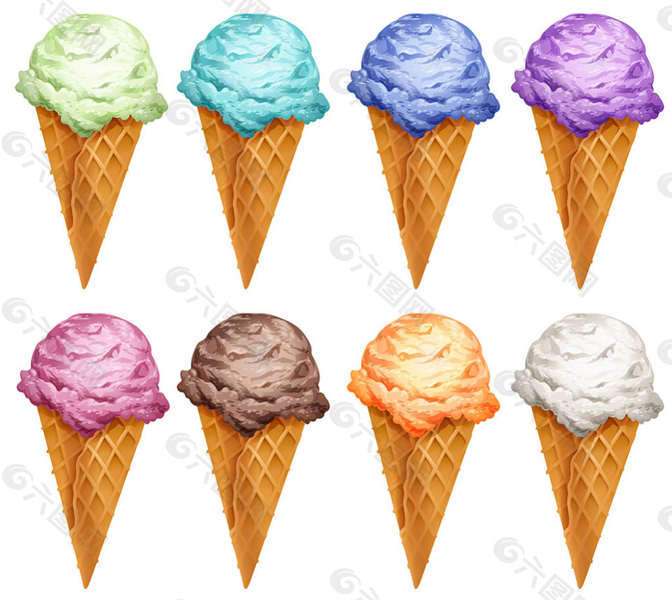 不同口味的冰淇淋插图