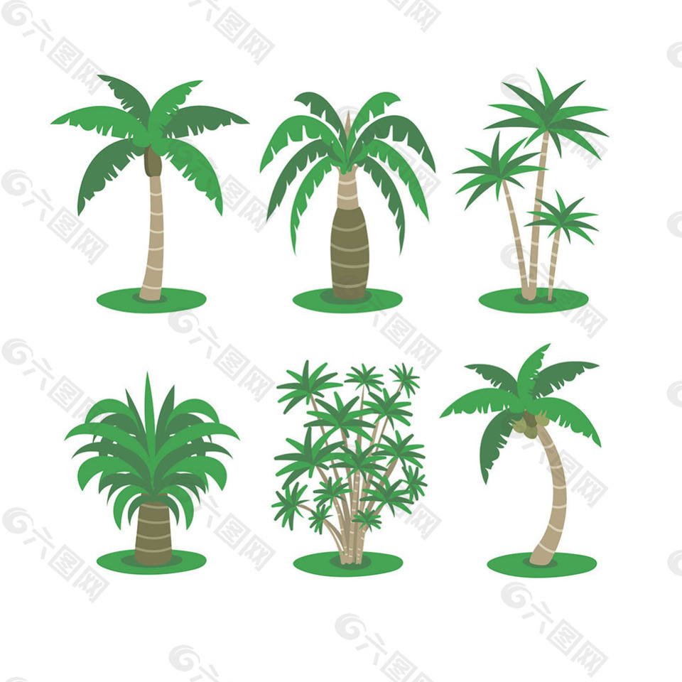 几个热带棕榈树矢量素材