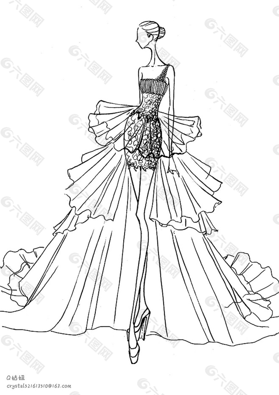 公主裙设计图手稿图图片