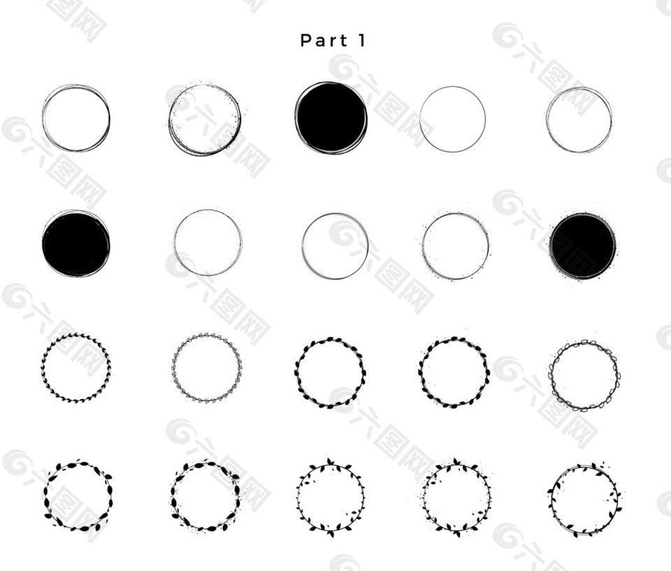 花枝条纹线形纹理边框矢量图素材