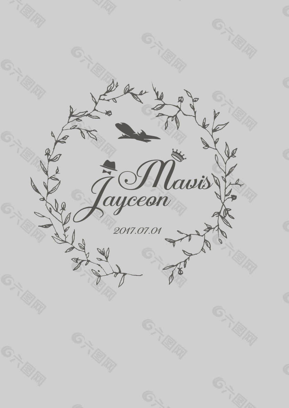 小清新花环婚礼logo