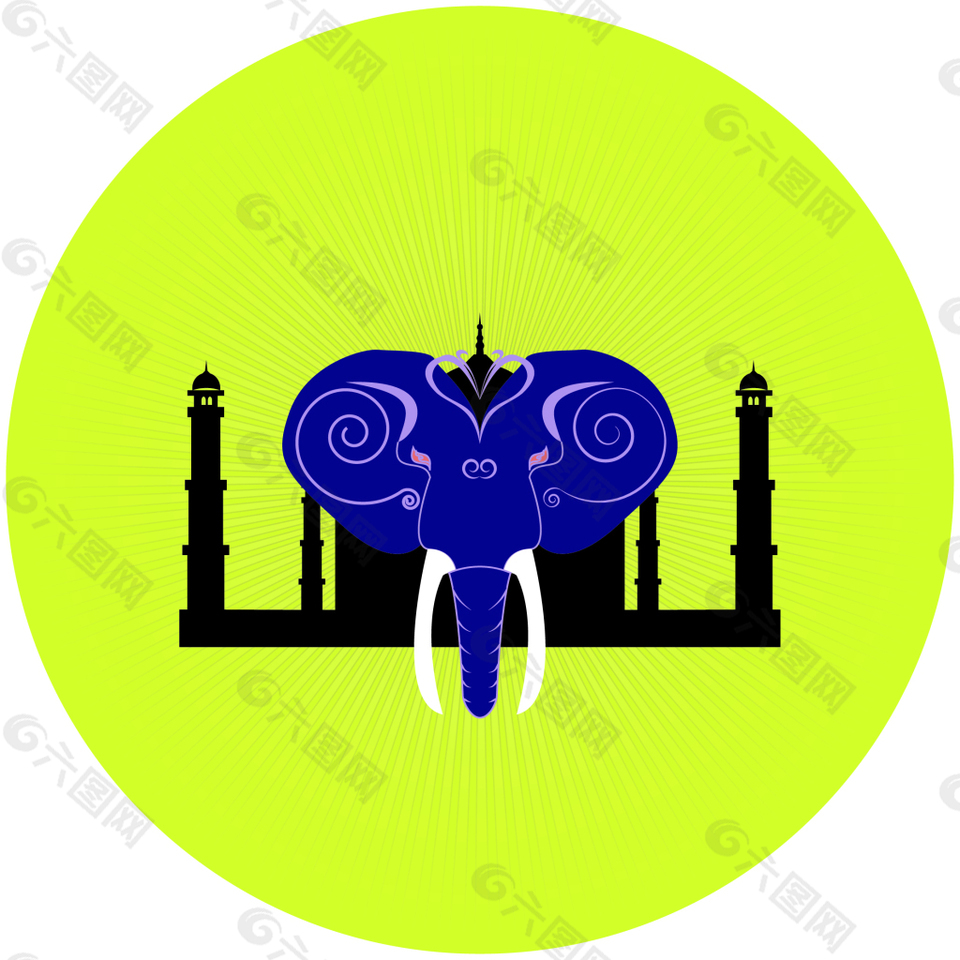 印度大象logo矢量素材