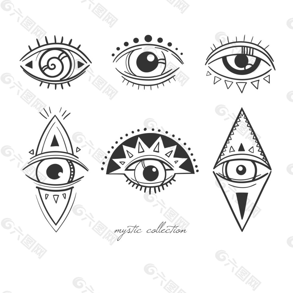 手绘眼睛图案PNG与矢量