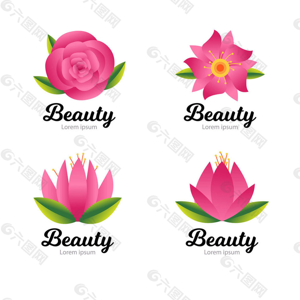 粉红色的花美丽标志logo