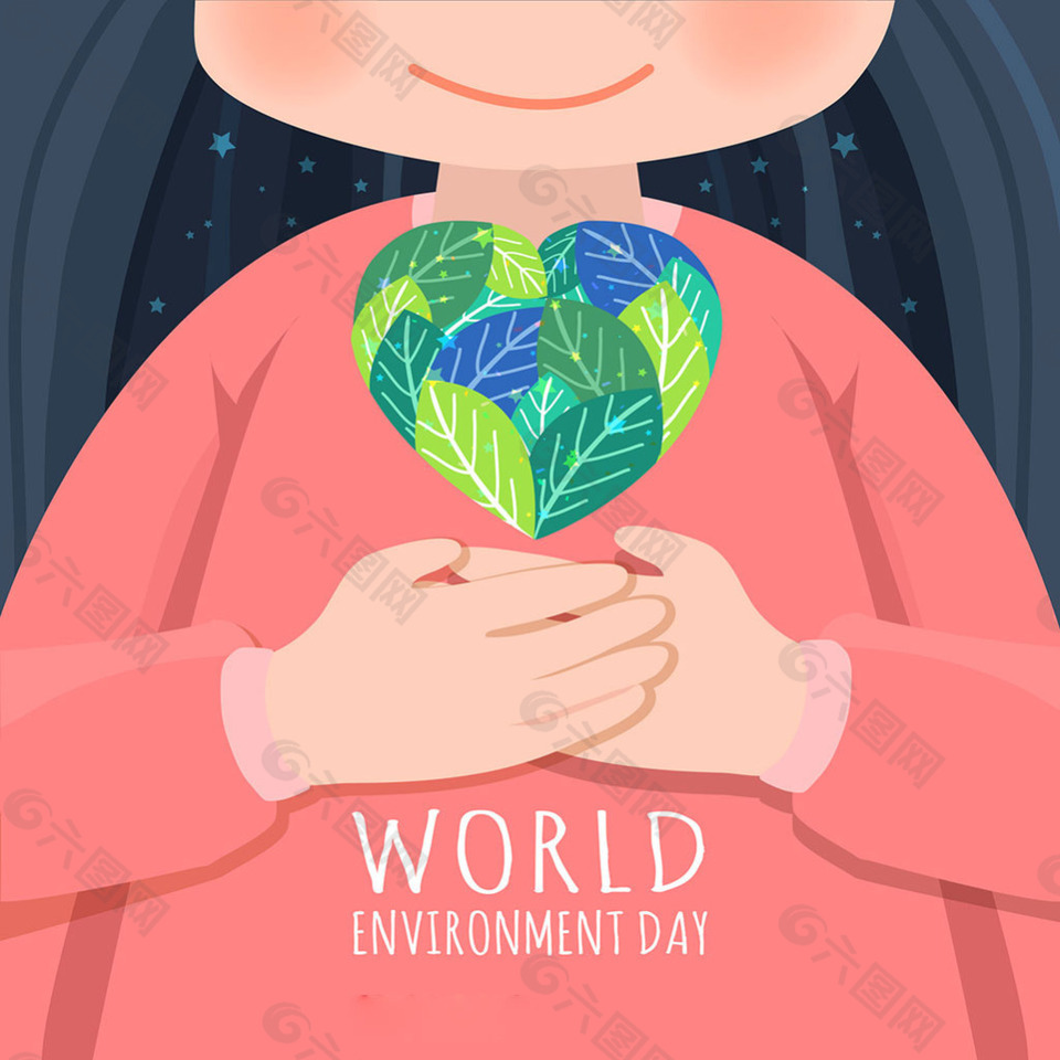 世界环境日可爱的孩子心脏背景