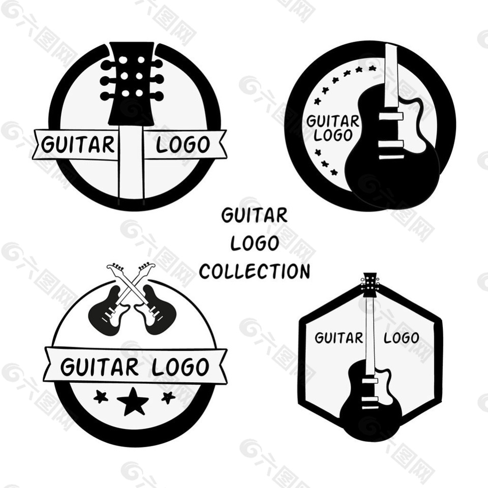 手绘吉他的品牌标志logo