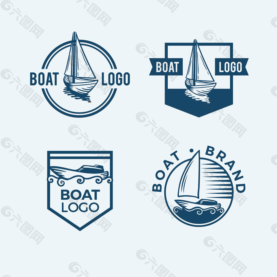 各种船标志logo平面设计素材