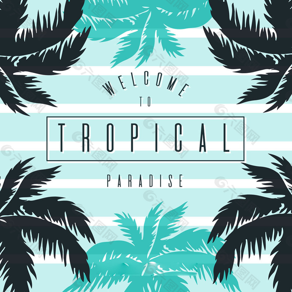 热带棕榈树夏天背景