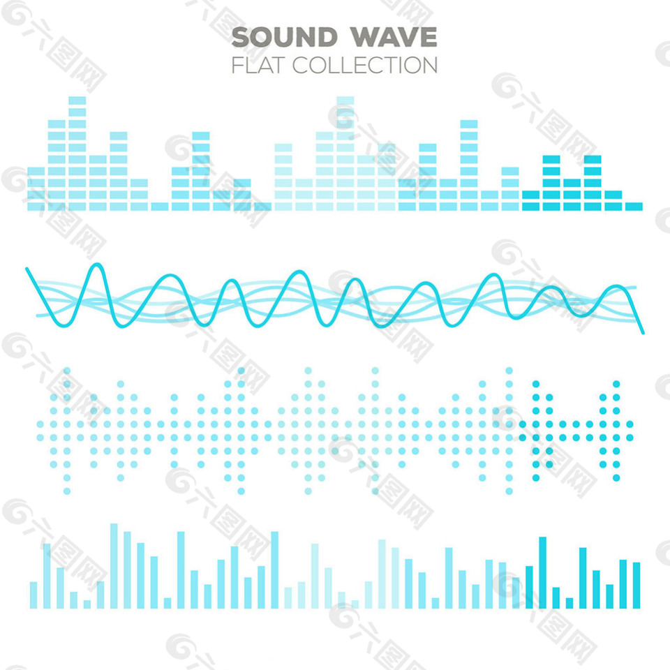 各种蓝色调声波图形