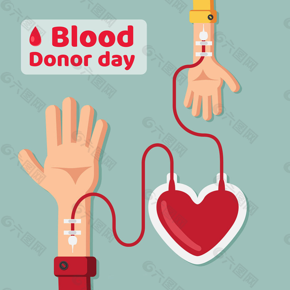 世界献血者日双臂输血心脏背景
