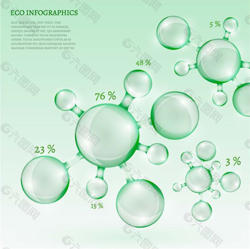 绿色分子结构信息图形矢量素材
