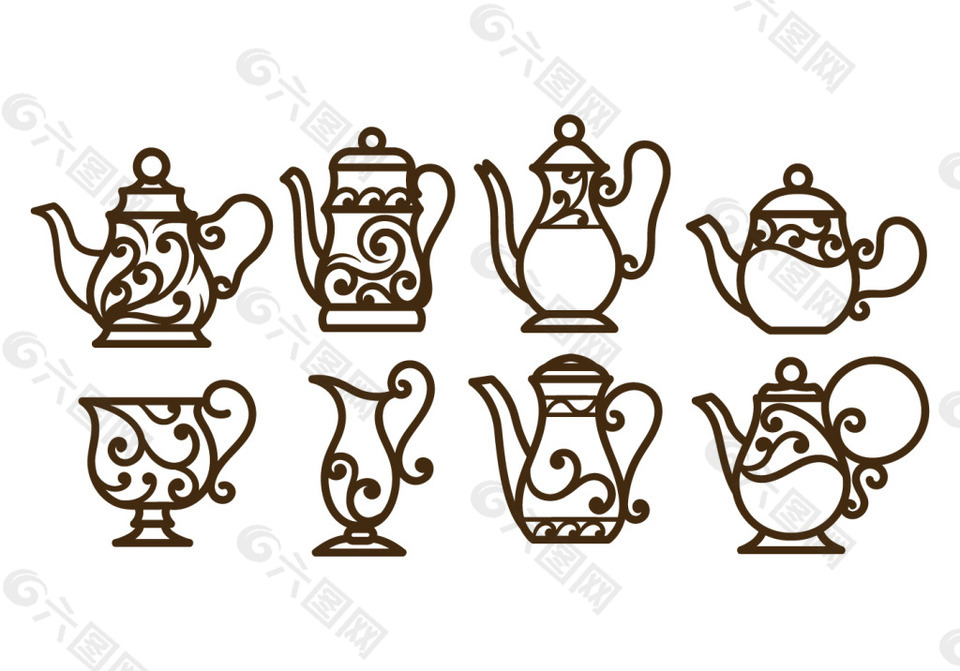 创意手绘茶壶设计元素素材免费下载(图片编号:8611991)