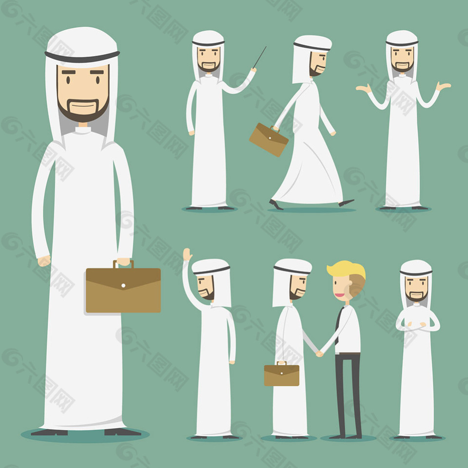 阿拉伯商人角色插图设计