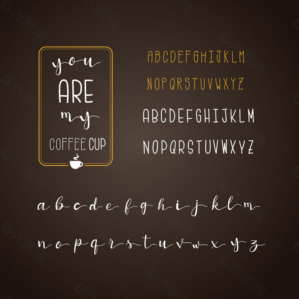 咖啡色背景字母设计集合