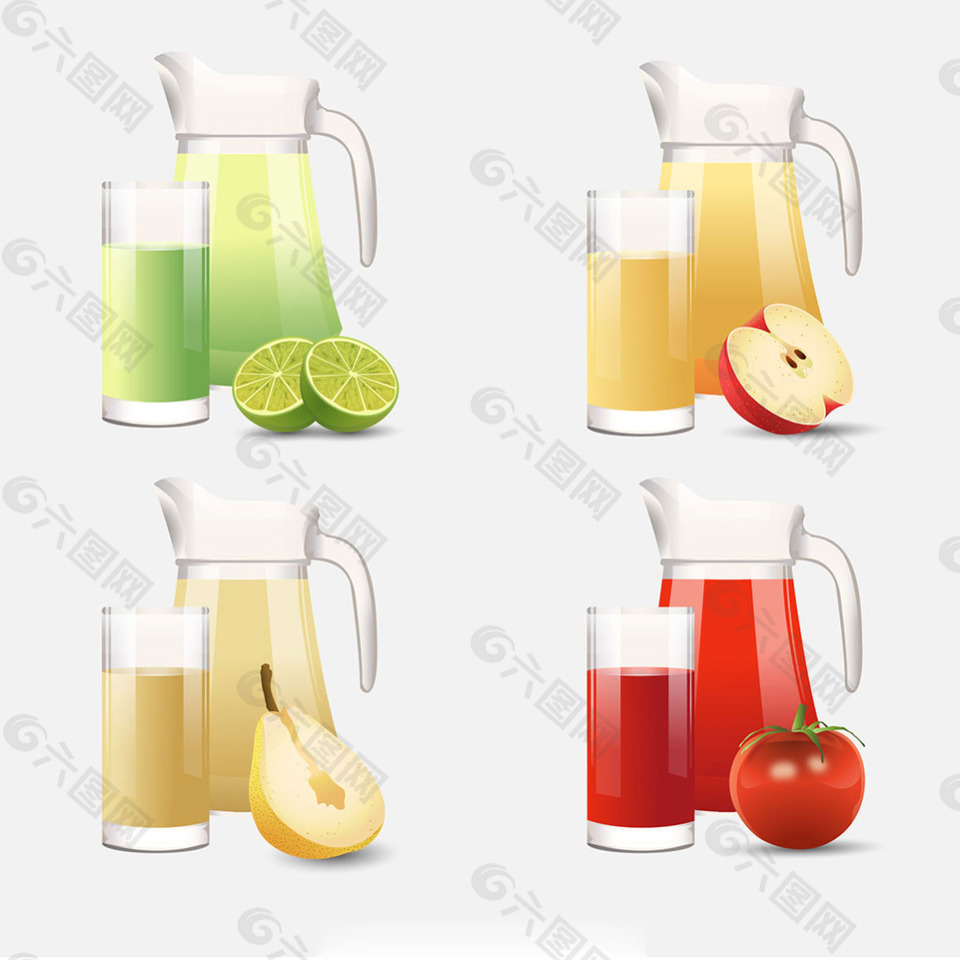 美味果汁写实风格插图