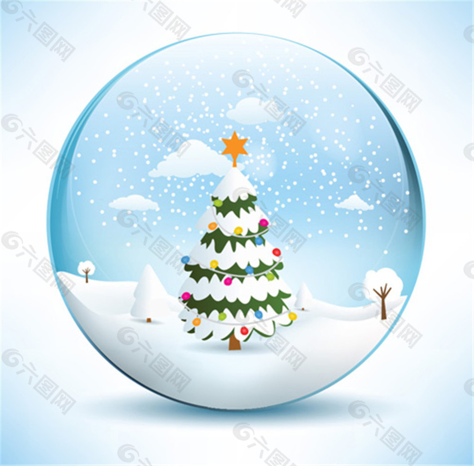 冬季圣诞水晶球矢量素材下载