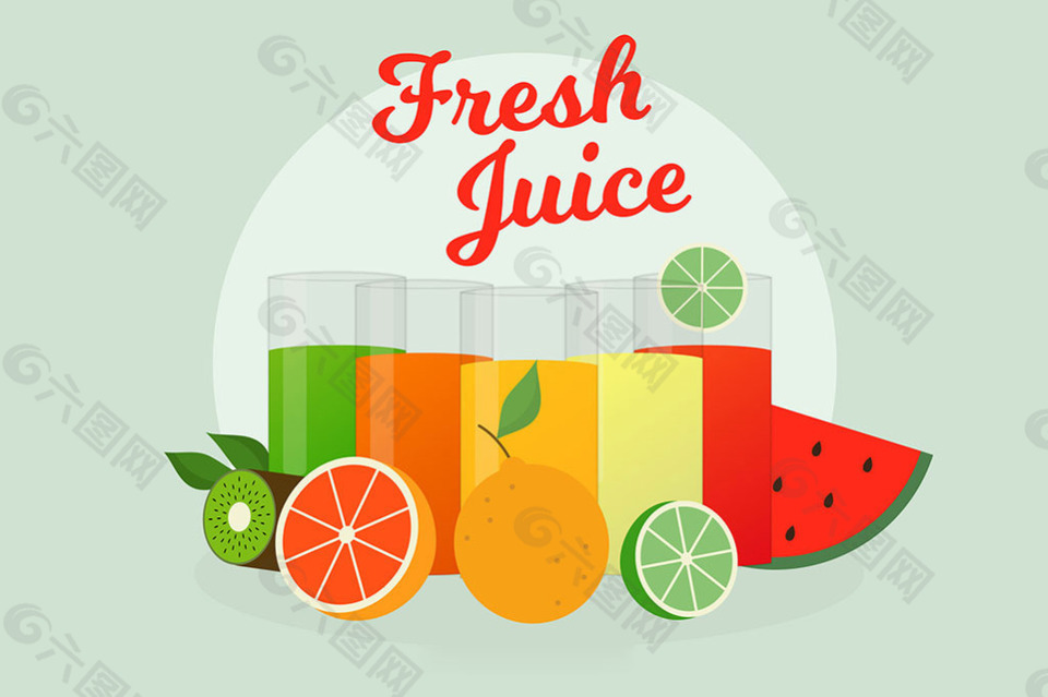 手绘各种果汁广告背景