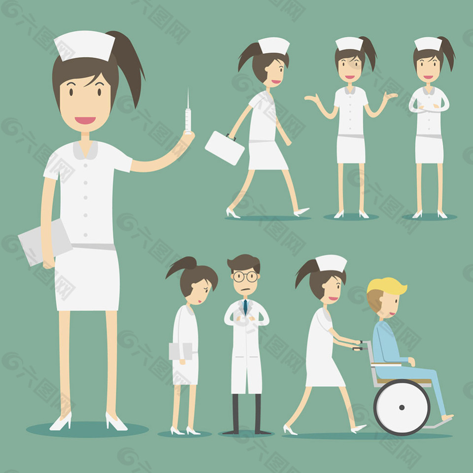 各种场景护士角色插图