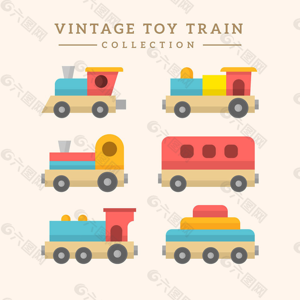 创意老式火车平面设计插图