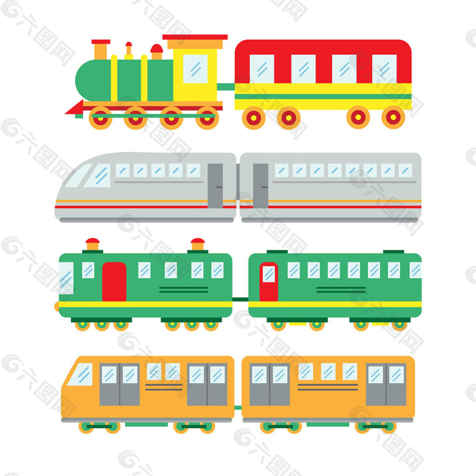 各种可爱的玩具火车插图