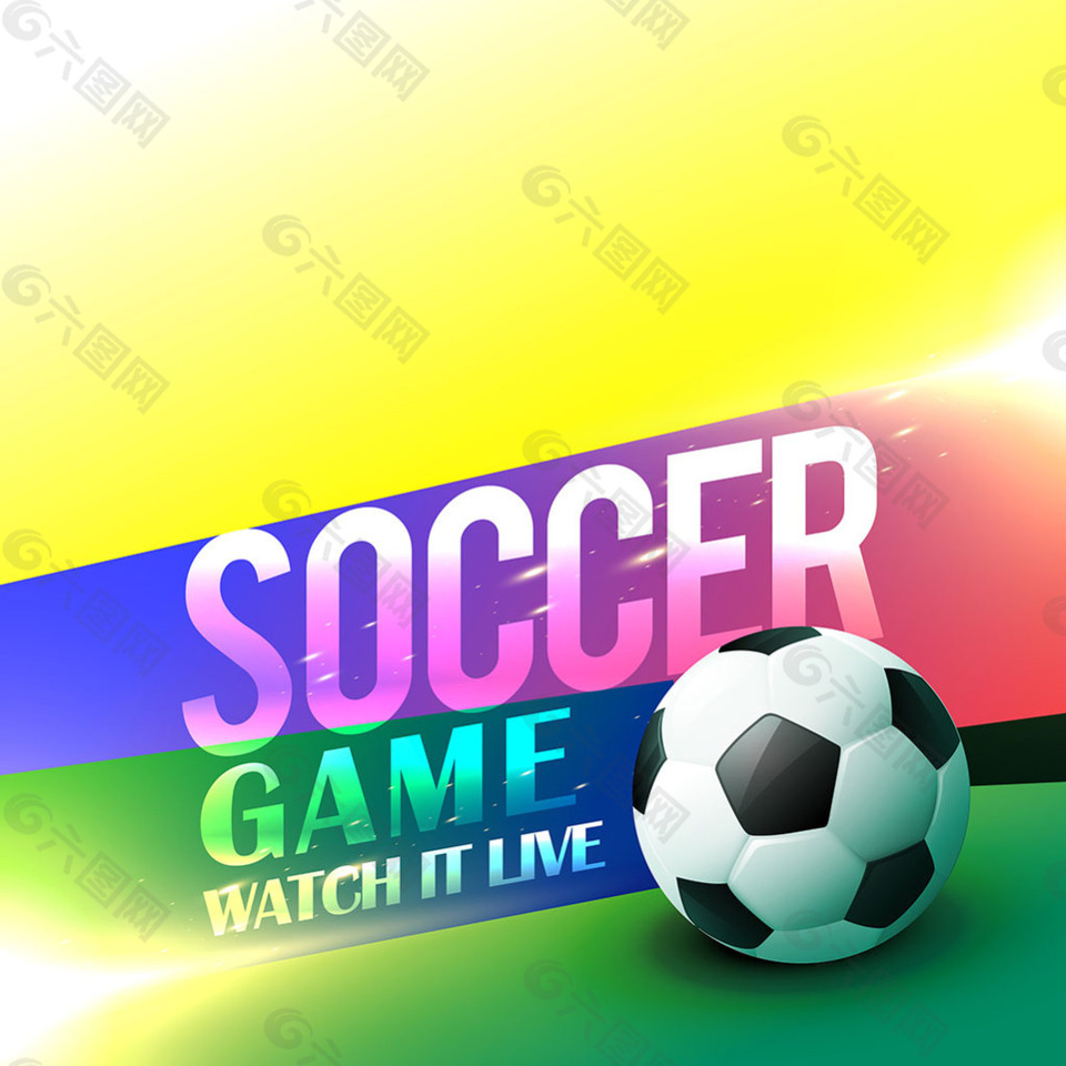 明亮的色彩背景足球游戏海报设计