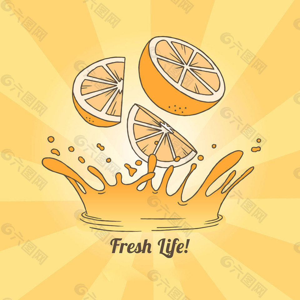 旭日背景橙汁图形插图