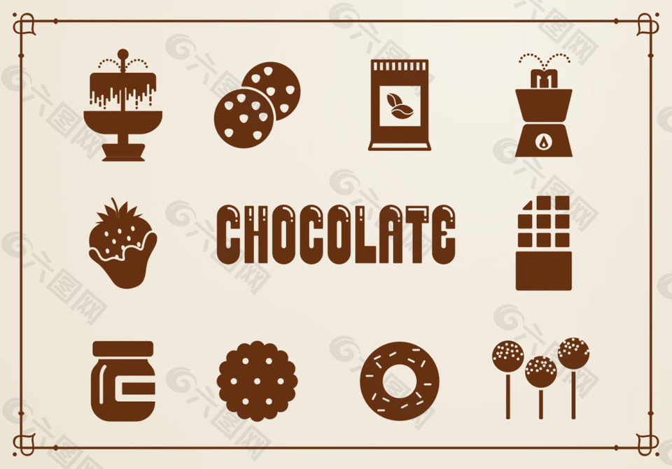 扁平化巧克力制品图标
