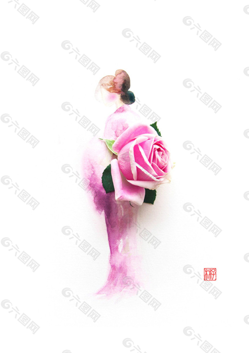 粉玫瑰灵感长裙设计
