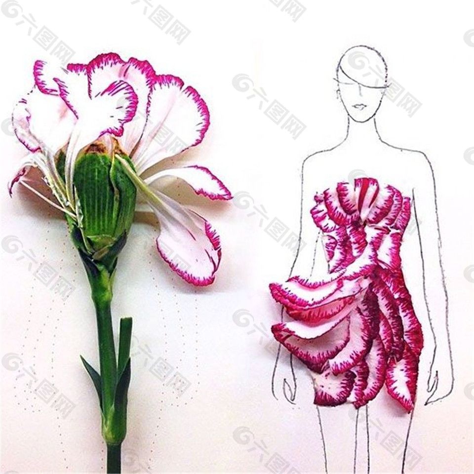 花瓣抹胸裙设计灵感图
