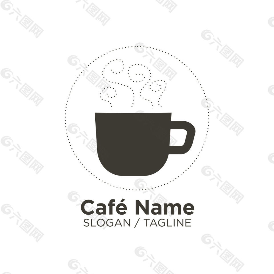 虚边精美时尚咖啡店铺logo设计矢量