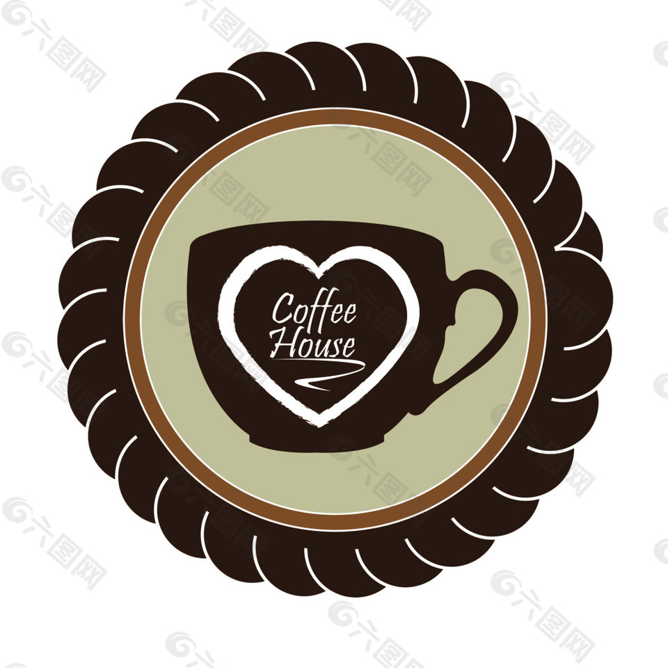 花边精致咖啡图标设计矢量素材图片