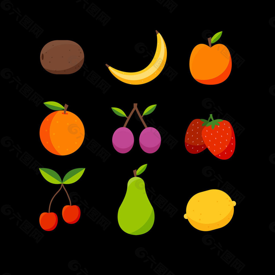 扁平风格美味的水果插图