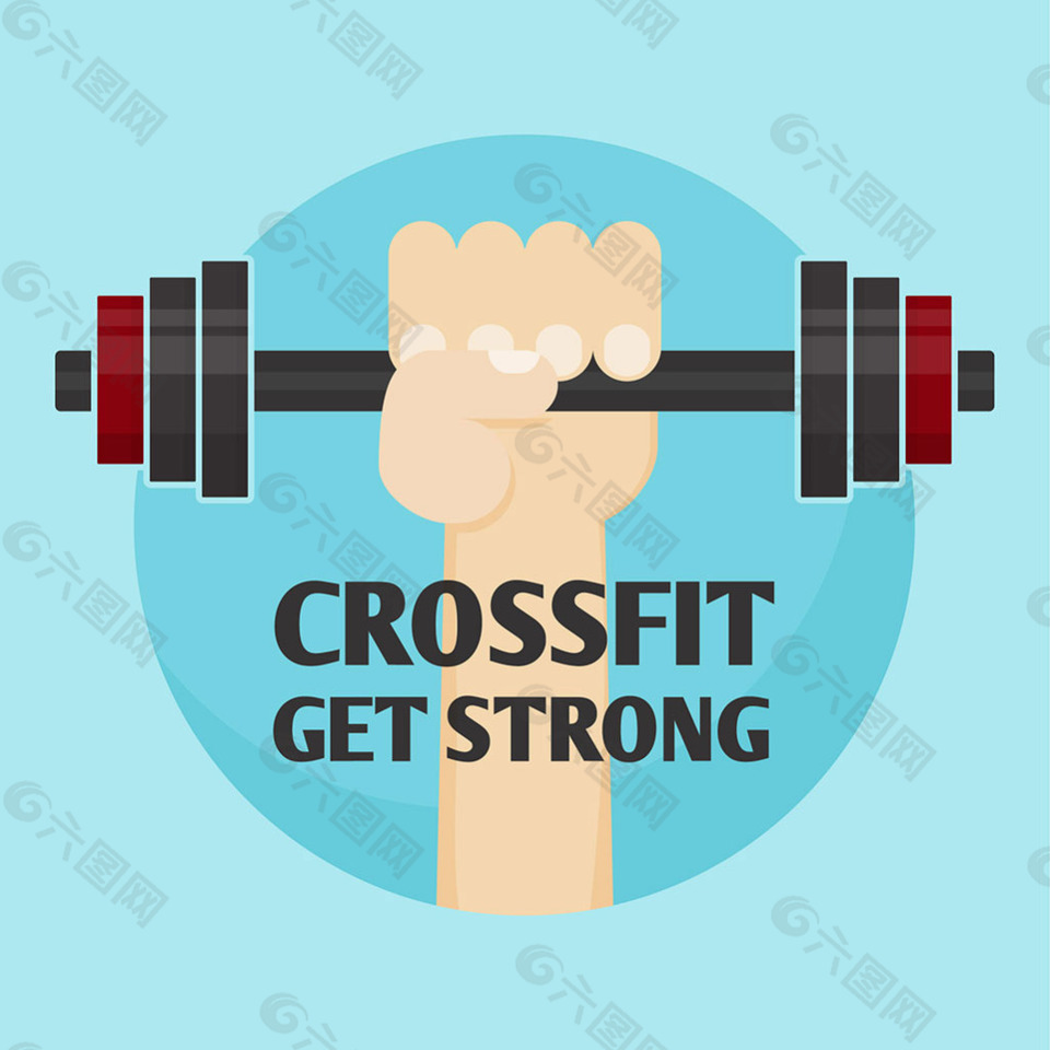 健身运动主题圆形蓝色背景