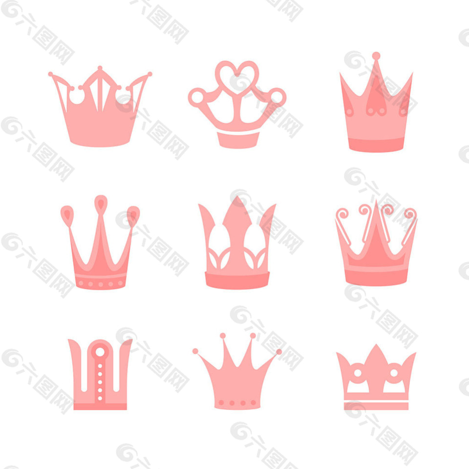 几个粉红色的公主冠图标