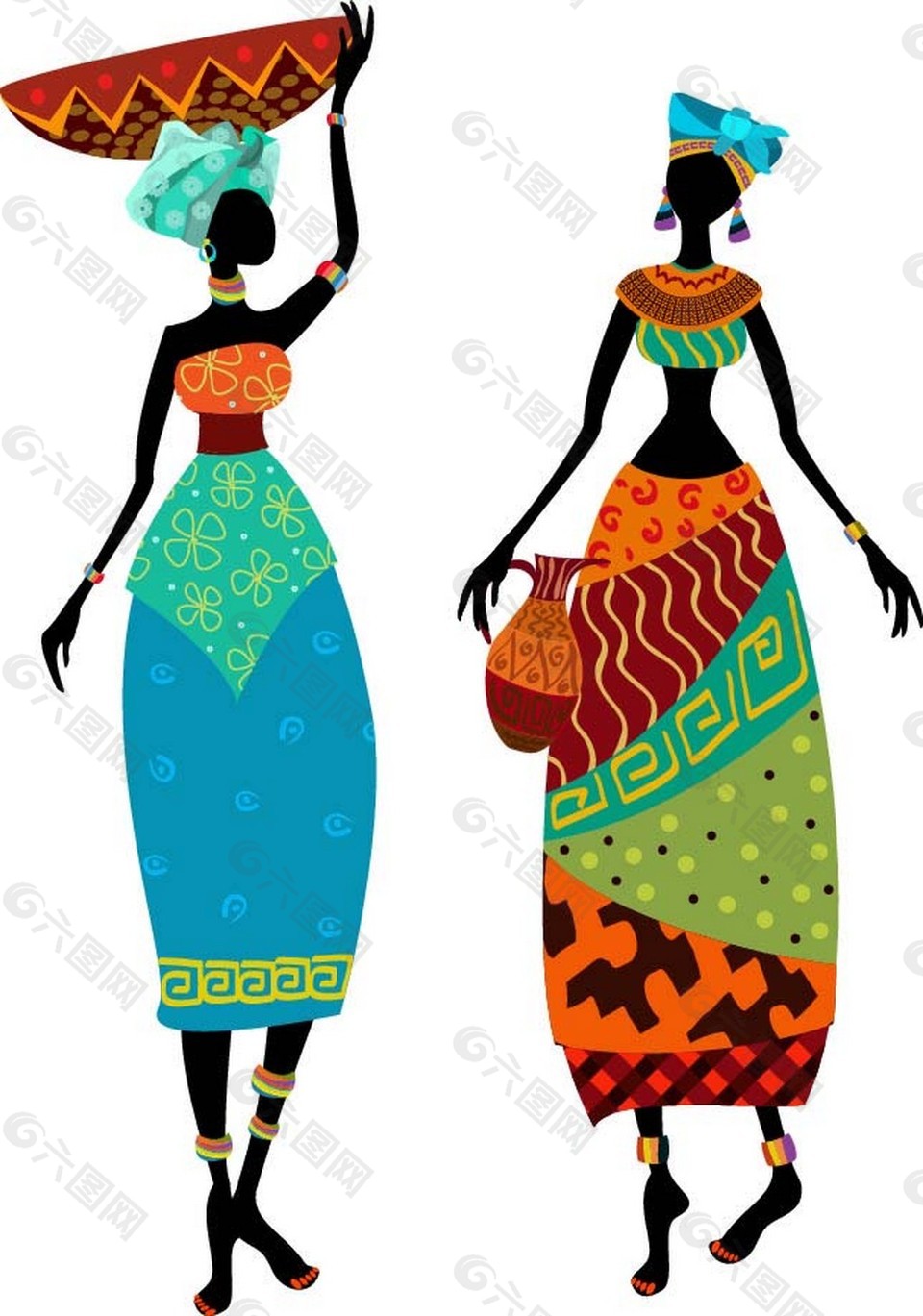 两位非洲女性插画图片