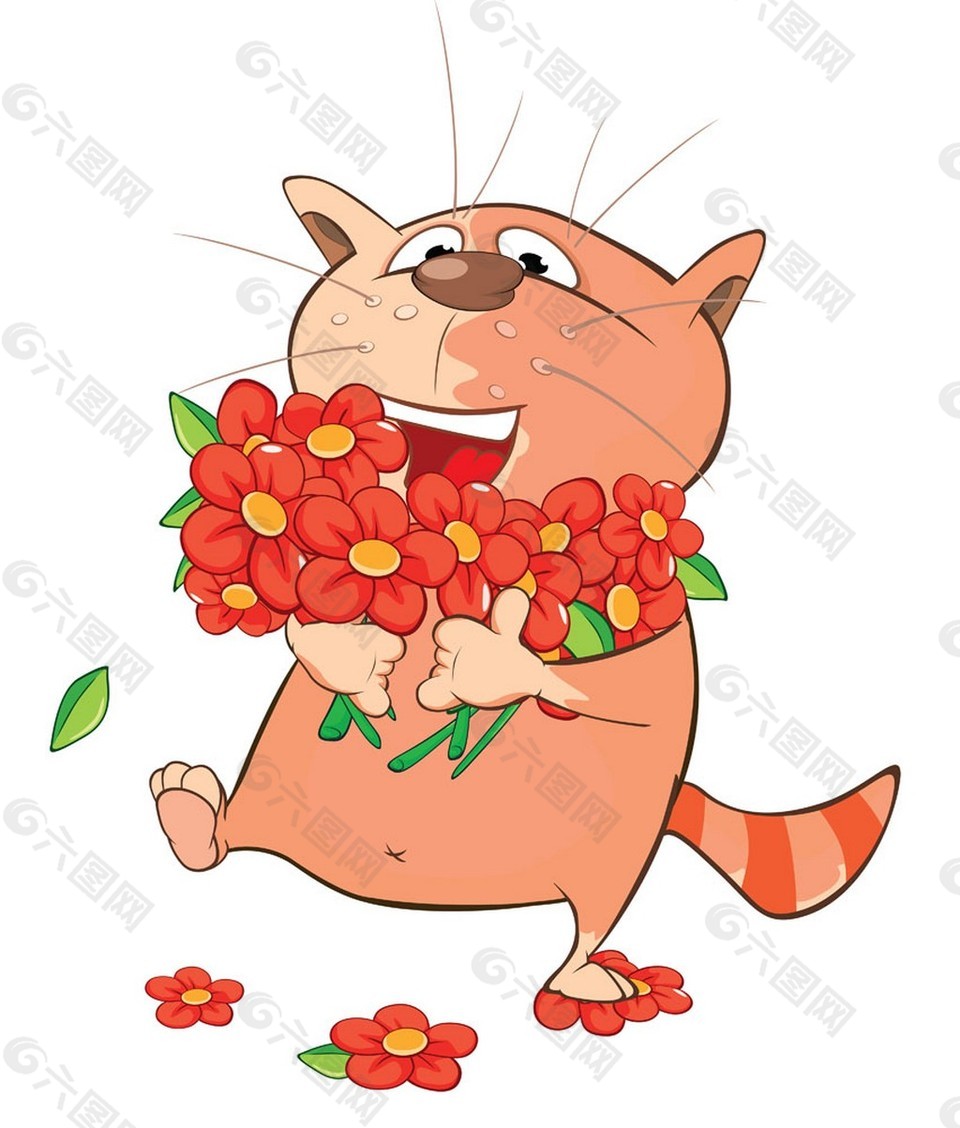 拿红花的小猫图片