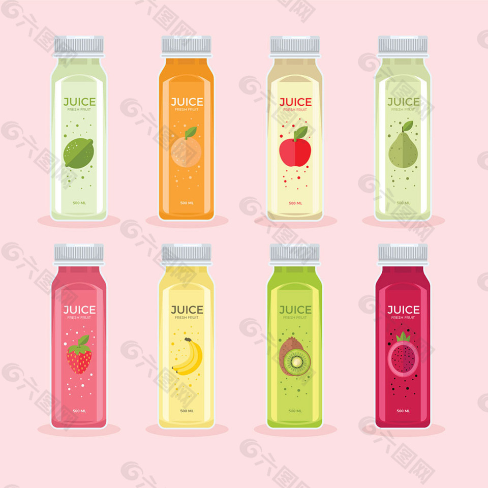 瓶装美味果汁插图设计