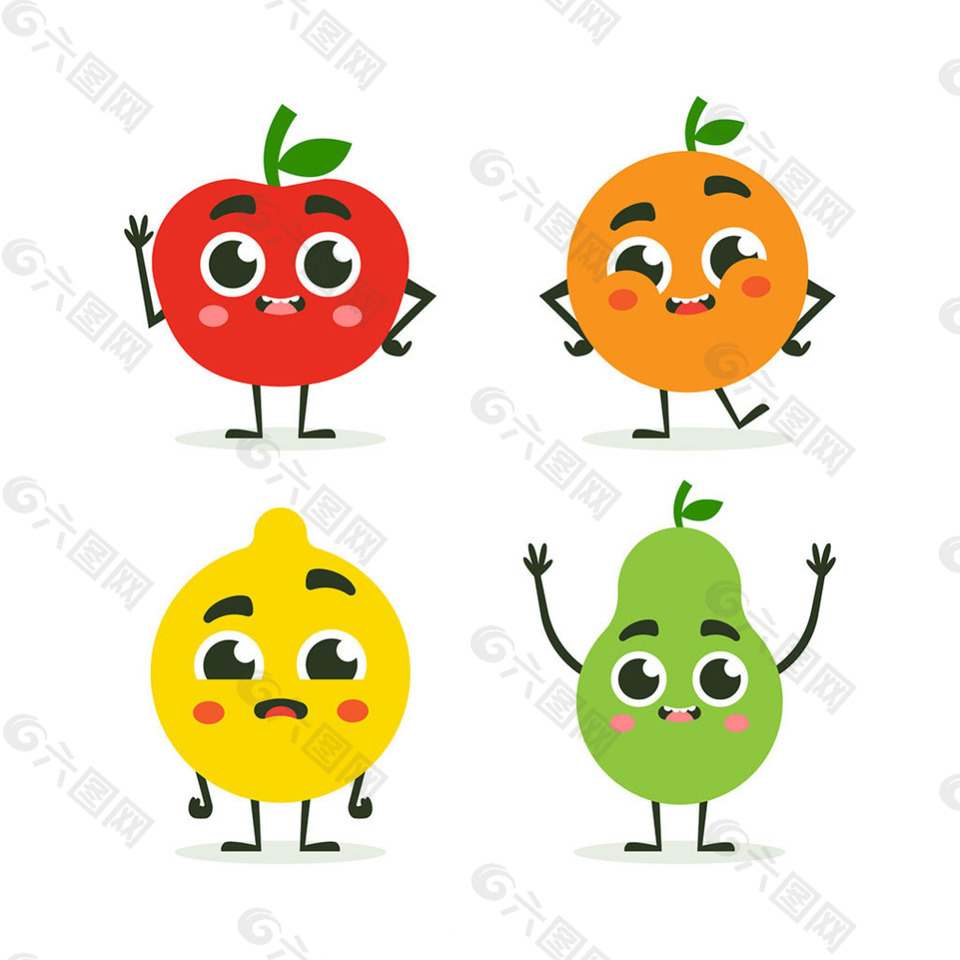 多种面部表情的水果图标