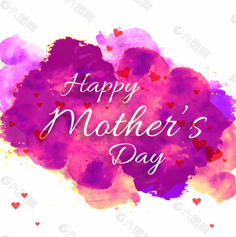紫色水彩墨迹母亲节背景