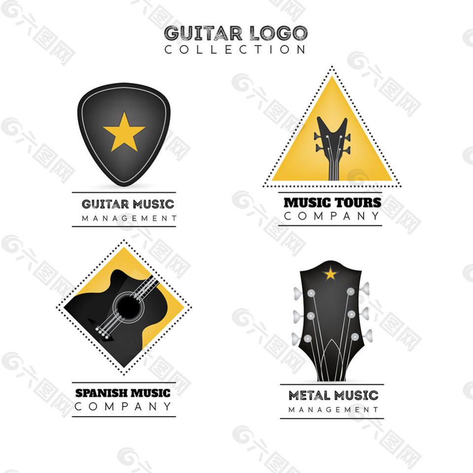 写实风格吉他标志logo